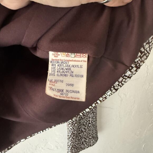 Joseph Ribkoff Jacket Vintage 6 Silver Metallic Cropped Full Zip Evening Dressy - Picture 7 of 8